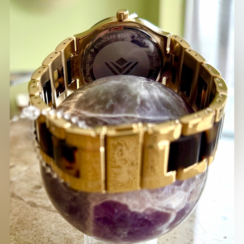 Silpada "Timeless Tortoise” Resin Stainless Steel Gold Watch KRT0061 NWT - Picture 7 of 8